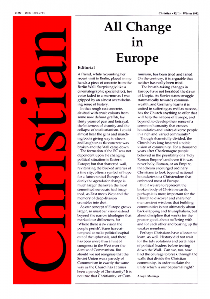 Christian Journal – 1992/1 – All Change in Europe