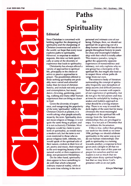 Christian Journal – 1994/1 – Paths to Spirituality